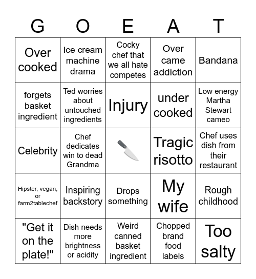CHOPPED BINGO Card