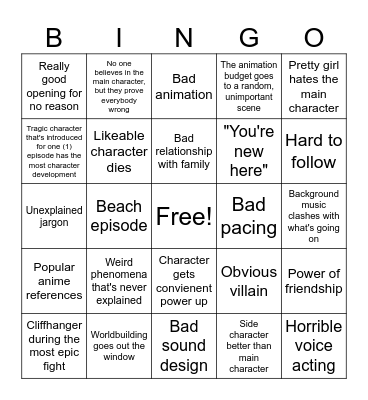 Metallic Rouge (Bad Anime Bingo) Bingo Card