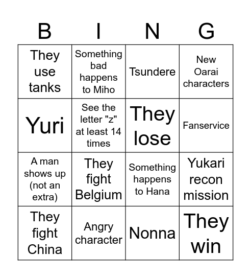 Das Finale Bingo Card