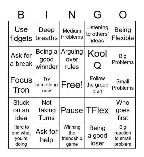 Rock Brain and Glassman Bingo Card