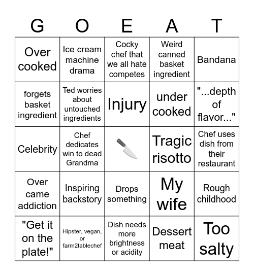 CHOPPED BINGO Card