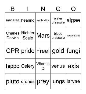 Science Bowl- BOARD 2 Bingo Card