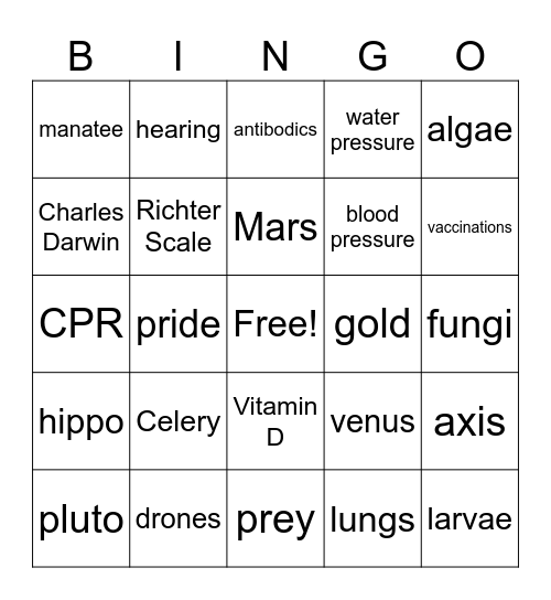 Science Bowl- BOARD 2 Bingo Card