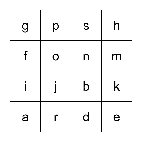 Alphabet Bingo Card