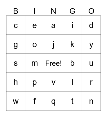 ALPHABET BINGO Card