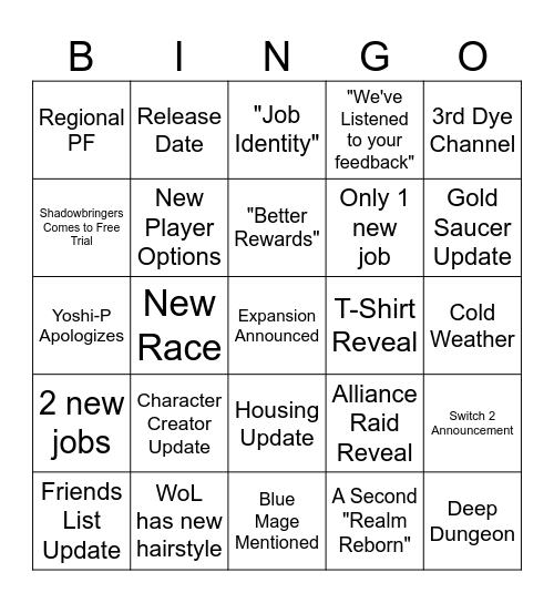 FanFest Bingo Card