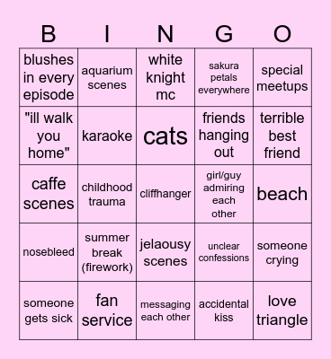 12 ep romance anime bingo Card