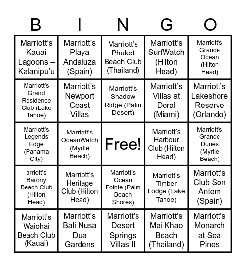 MVW BINGO Without Borders Bingo Card