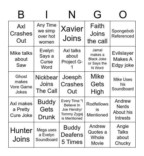 WatchParty BINGO Card