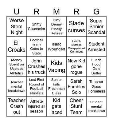 2027 BHS Bingo Card