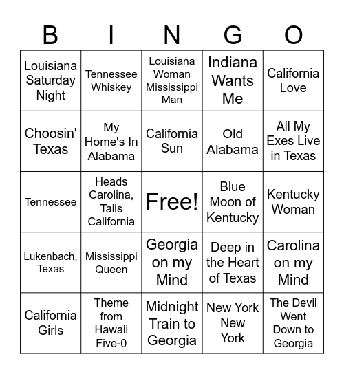 State of Mind Bingo Card