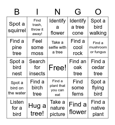 Earth Day Bingo Card