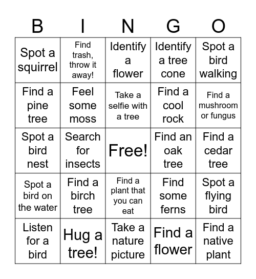 Earth Day Bingo Card
