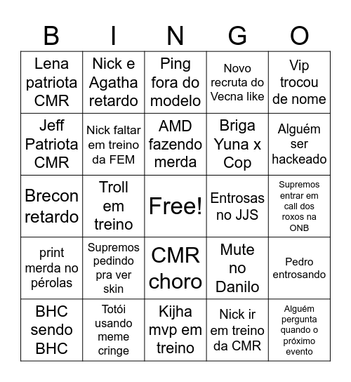 Bingo Mensal da ONB Bingo Card