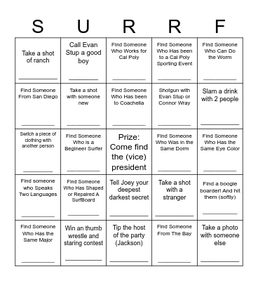 WHITE LIE BINGO! Bingo Card