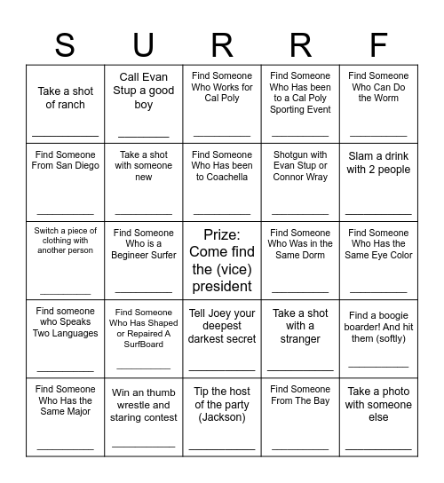 WHITE LIE BINGO! Bingo Card