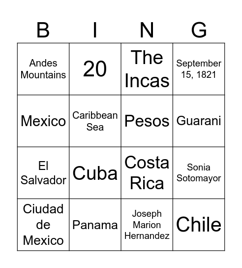 Untitled Bingo Card