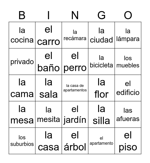La Casa Bingo Card