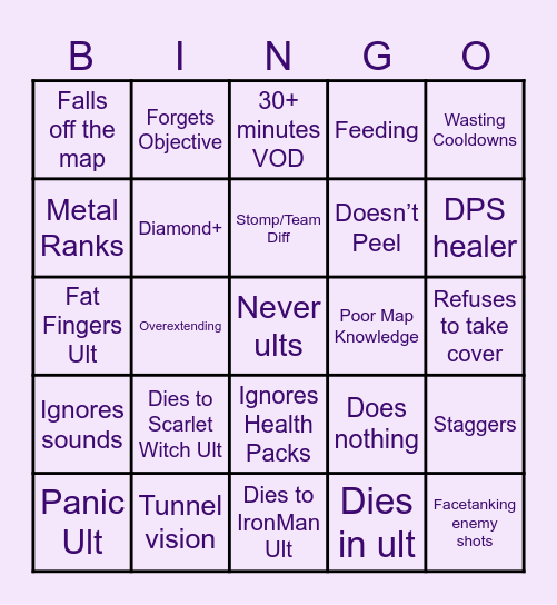 VOD BINGO Card