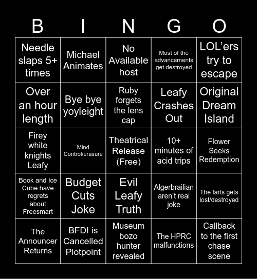 Bfdia 25 Bingo Card