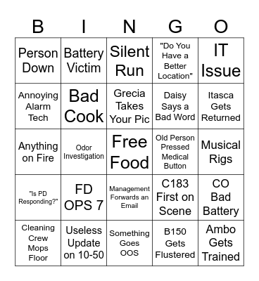 Fire Desk Bingo Card
