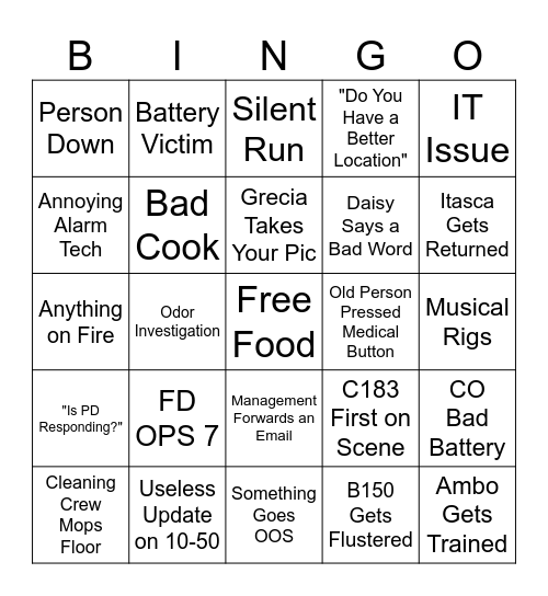 Fire Desk Bingo Card