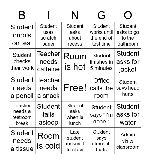 TCAP BINGO Card