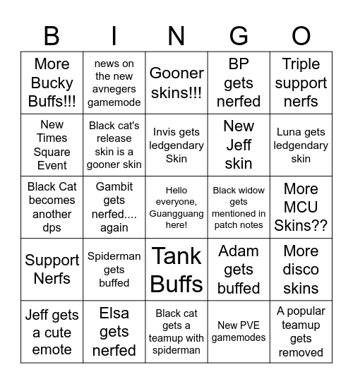 Season 7.5 Bingo Card