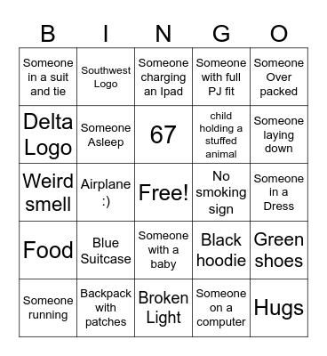 Airport Bingo Card