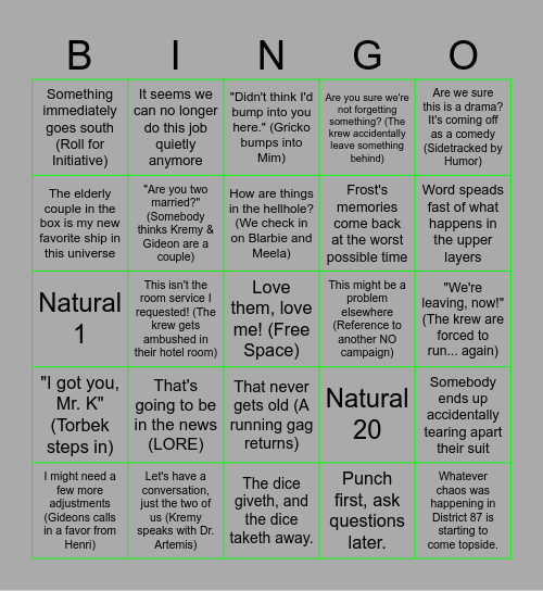 Once Upon a Starlight- Episode 7 Bingo Card