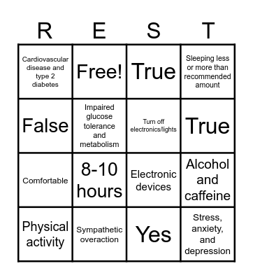 REST BINGO Card