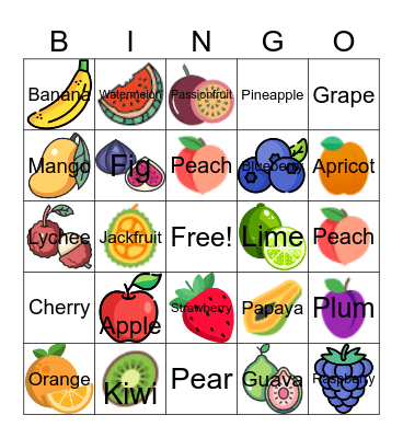 Fruit Bingo Card