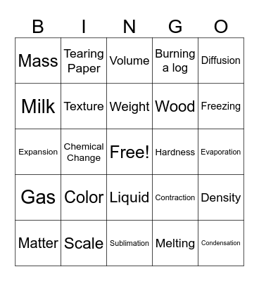 MATTER Bingo Card