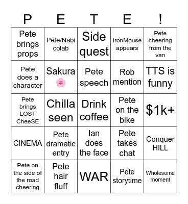Day 10 Cyclathon 5 2026 Bingo Card