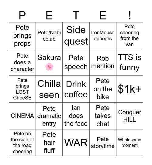 Day 10 Cyclathon 5 2026 Bingo Card