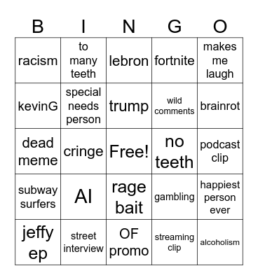 instagram reels Bingo Card