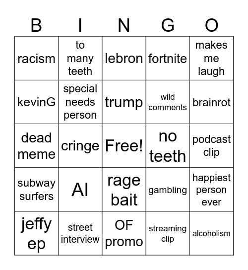 instagram reels Bingo Card