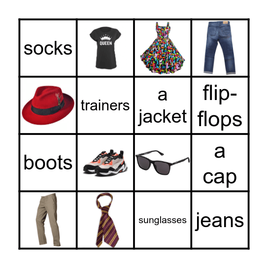 Clothes Bingo Card