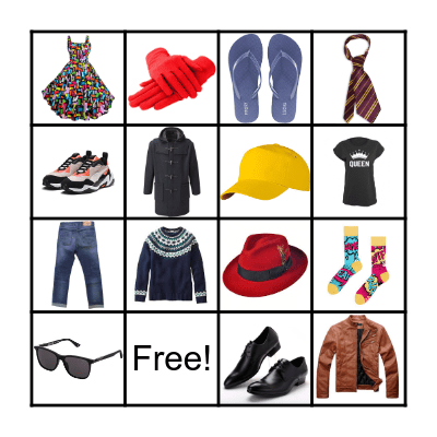 Clothes Bingo Card
