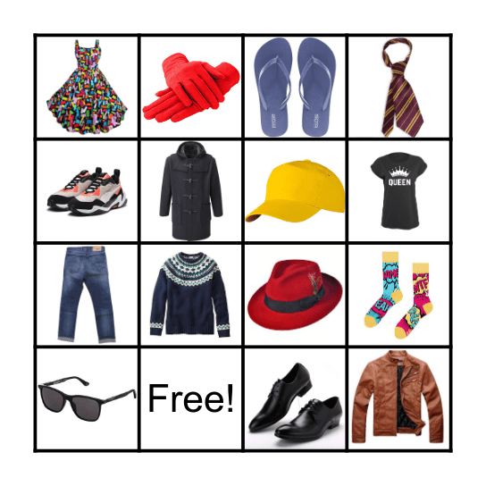 Clothes Bingo Card