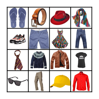 Clothes Bingo Card