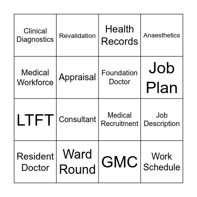 Medical Workforce Team Bingo Card
