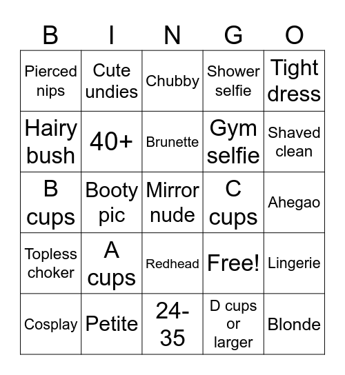 Nudes Bingo Card