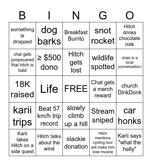 Random Tandem - Day 11 Bingo Card