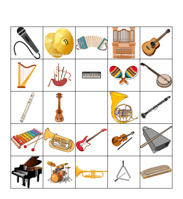 MUSICAL INSTRUMENTS Bingo Card