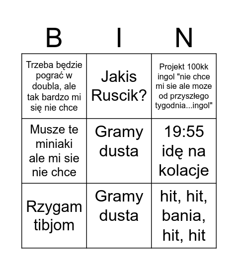Pawelek Bingo Card