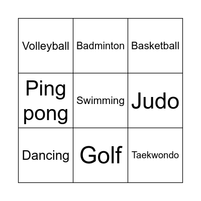 Sports Bingo Card