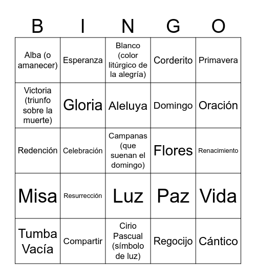 Catequesis Pascua 2026 Bingo Card