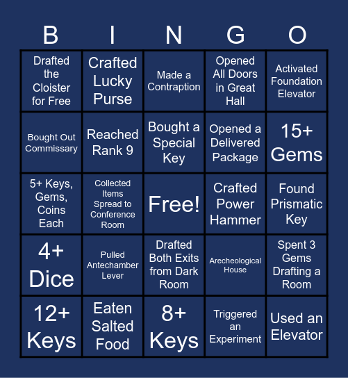 BLUE PRINCE #2 Bingo Card