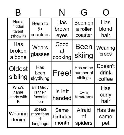 Human Bingo Card